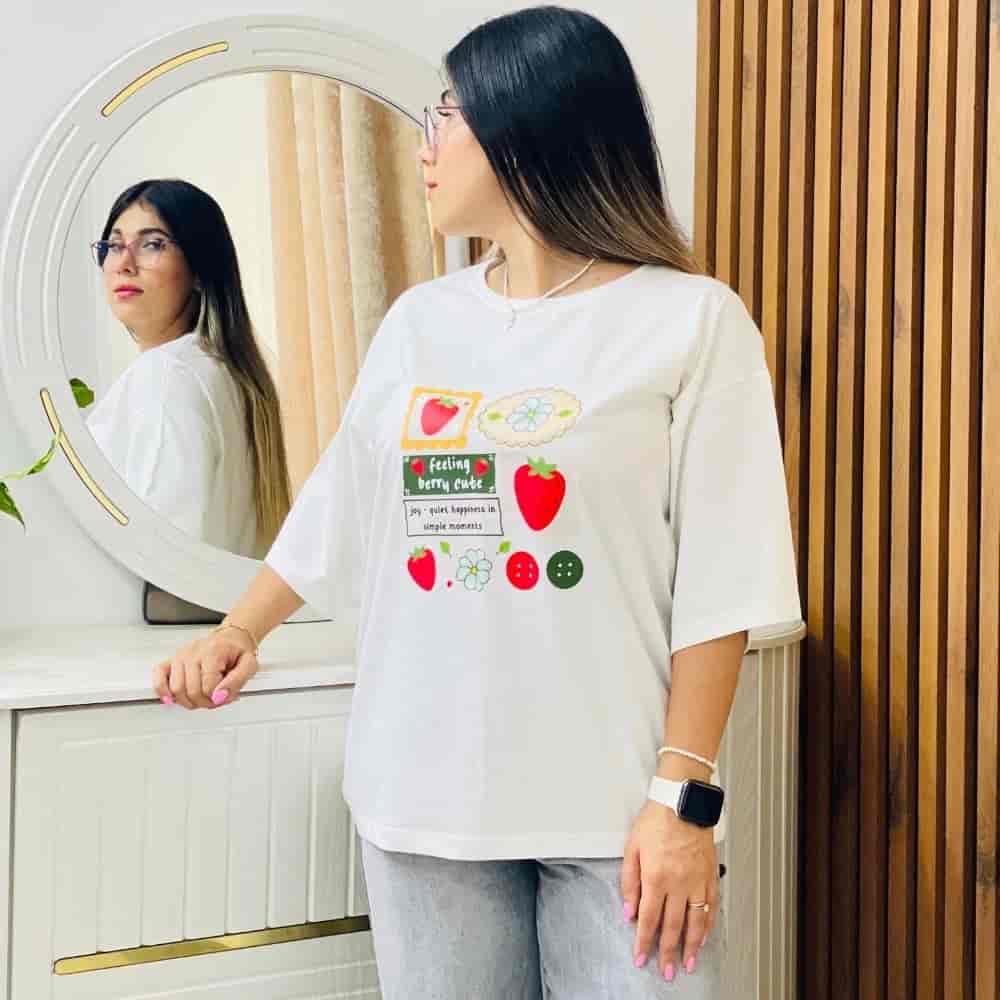 تیشرت سامر طرح توت فرنگی🍓